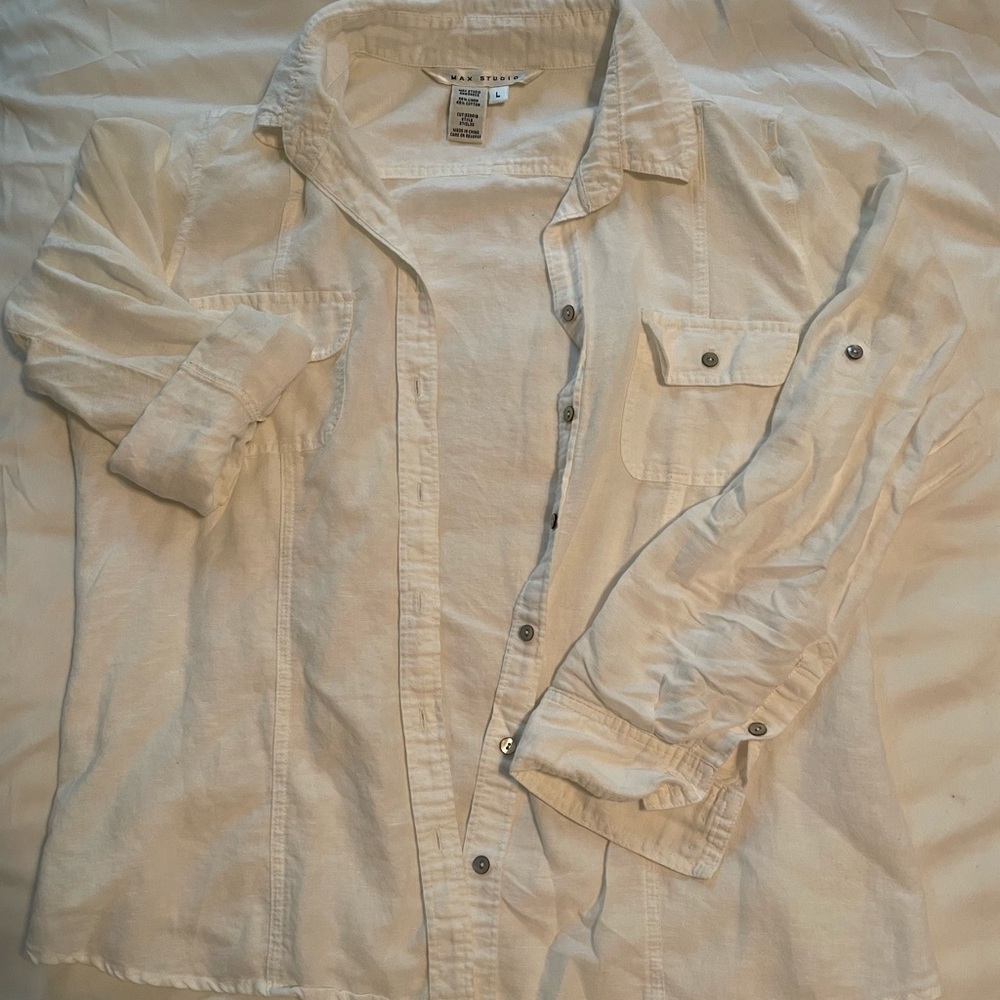 White Linen Button Up